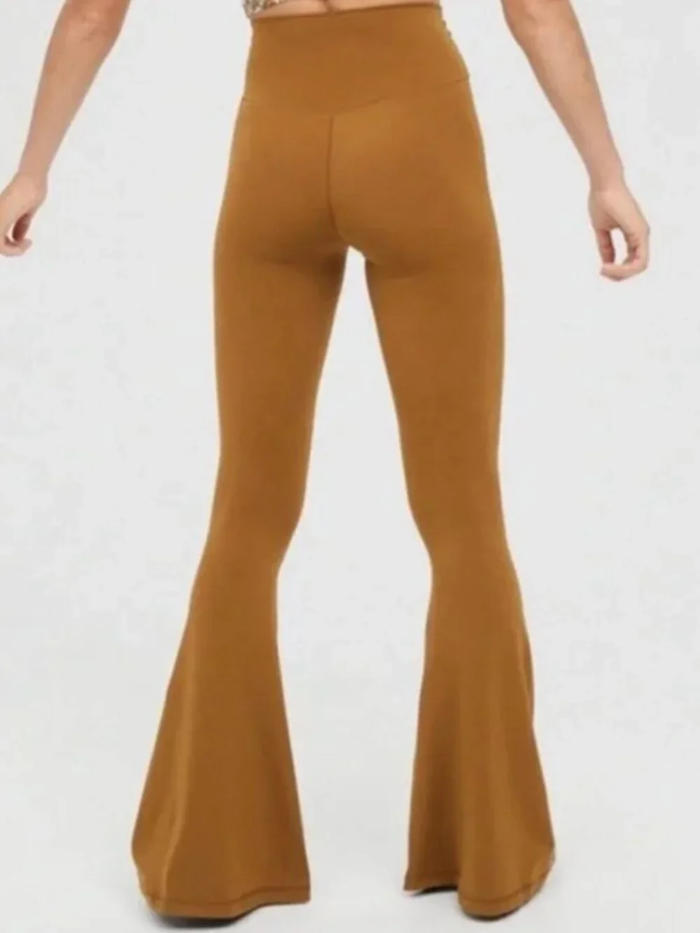 Aerie OFFLINE Flare Leggings Mustard Cedar Expedition M High Waisted Crossover Y - Picture 2 of 10